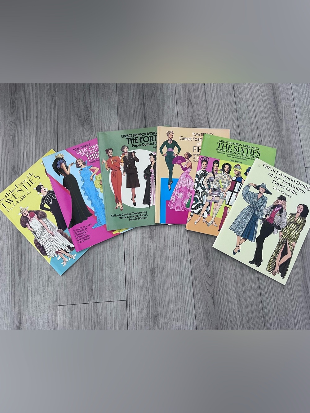 Tom Tierney Paper Dolls Book Lot Of 6 Great Fashion Designs Of The 20s Thru 70s